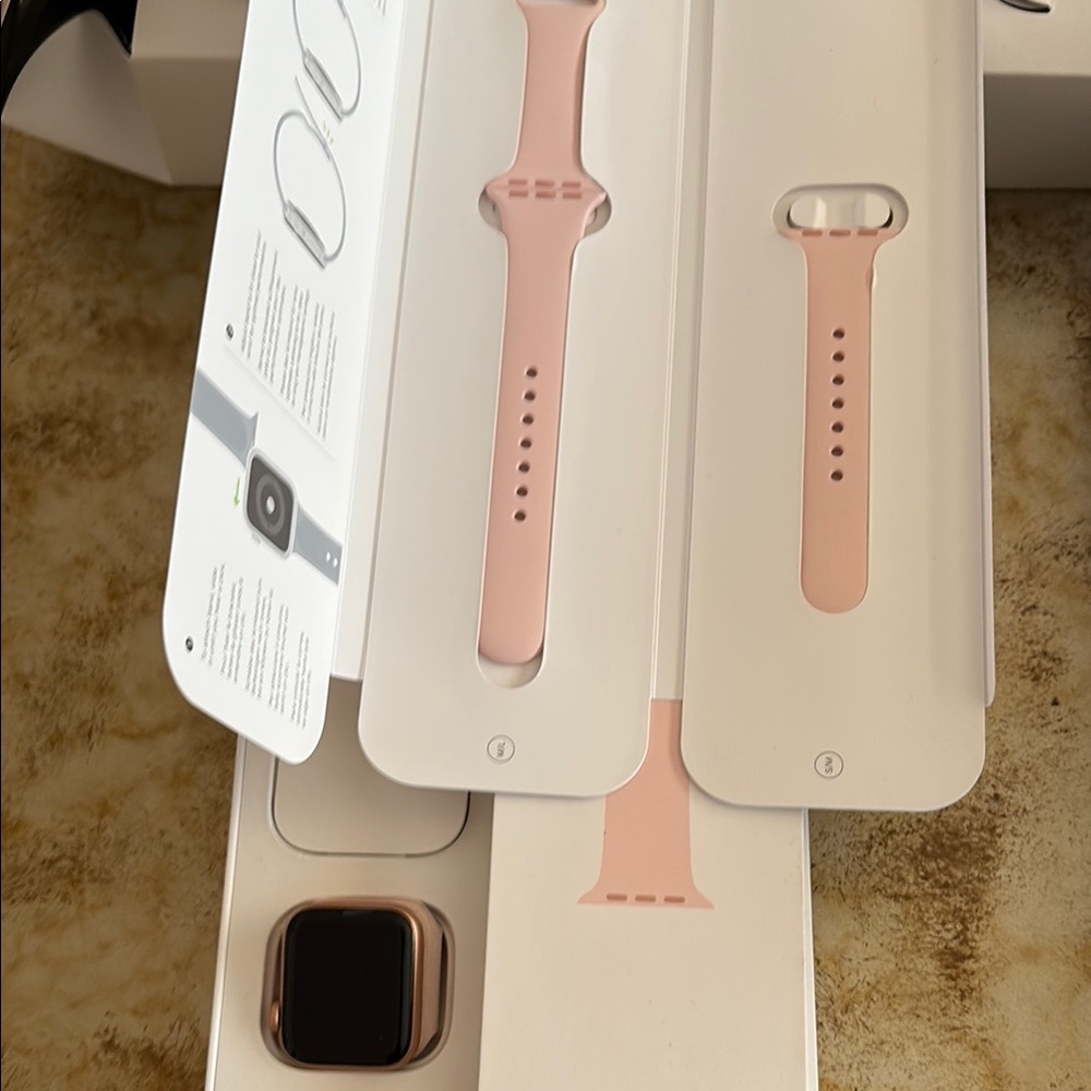 Gold Aluminum Smartwatch with Pink Sand Sport Band